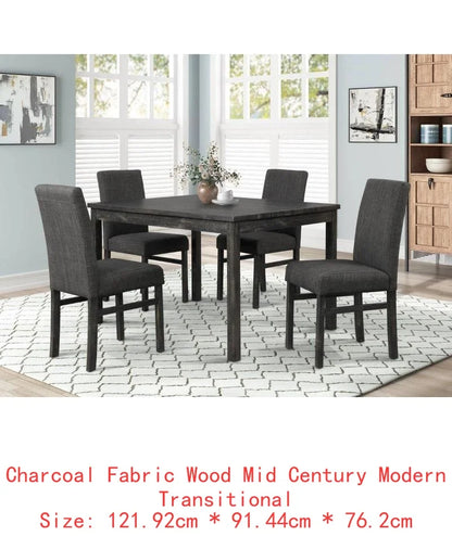 5-Piece Transitional Dining Set with 48" Wood Table