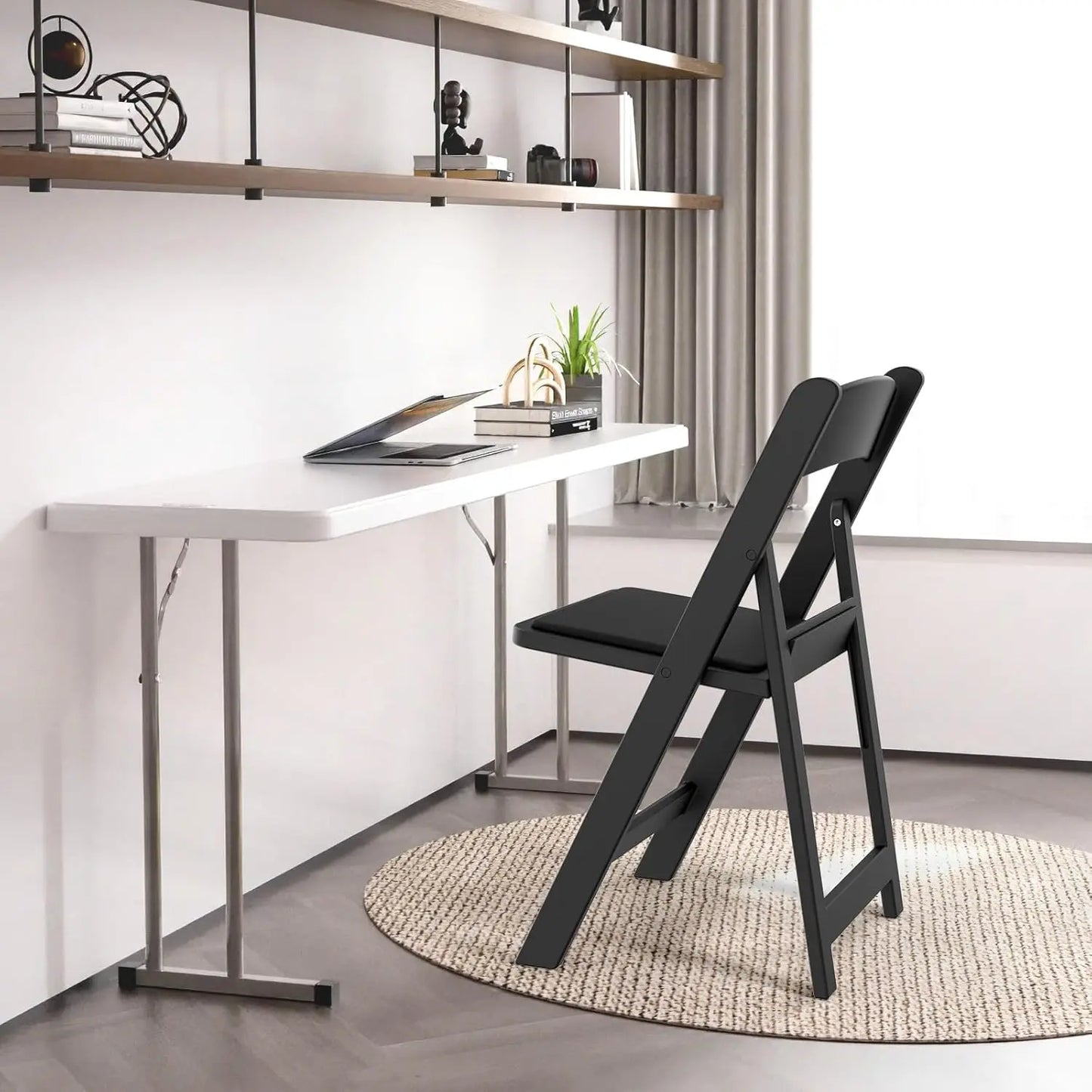 Resin Folding Chairs with Cushion, Plastic Chair with  Padded Seats