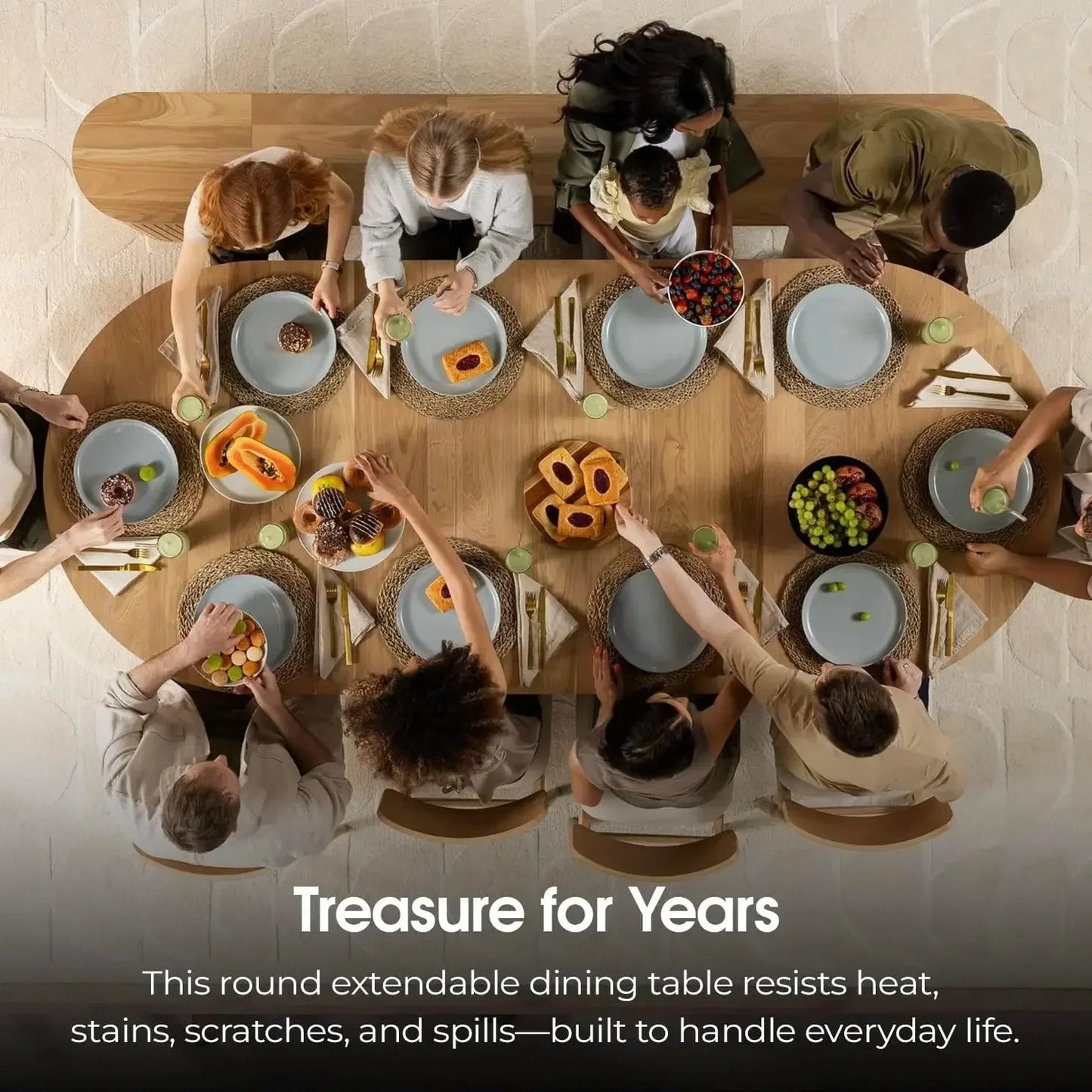 Table Expandable Round Dining Table Set for 4 to 8,