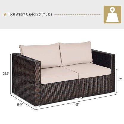 Wicker Loveseat 2 Piece, Patio Furniture Couch Removable Cushions,