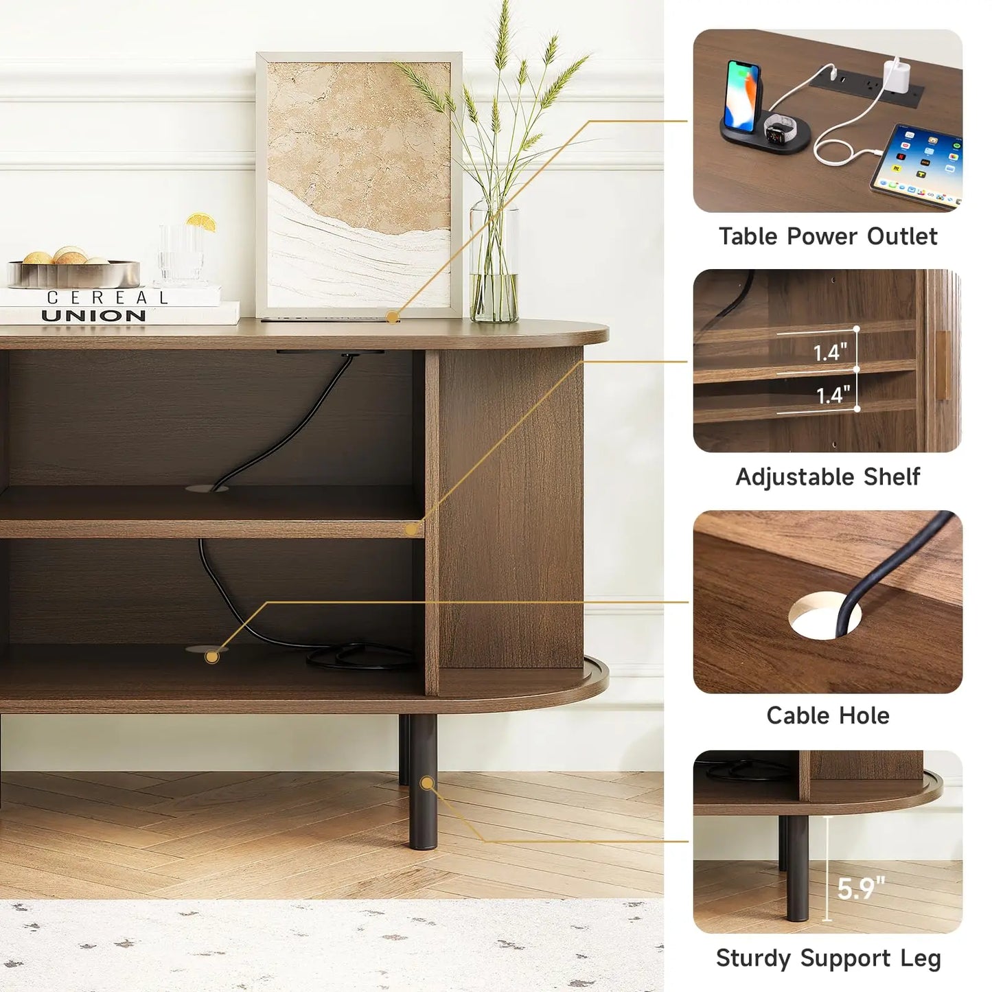 TV Stand Living Room Furniture with Power/Storage Outlet for TVs