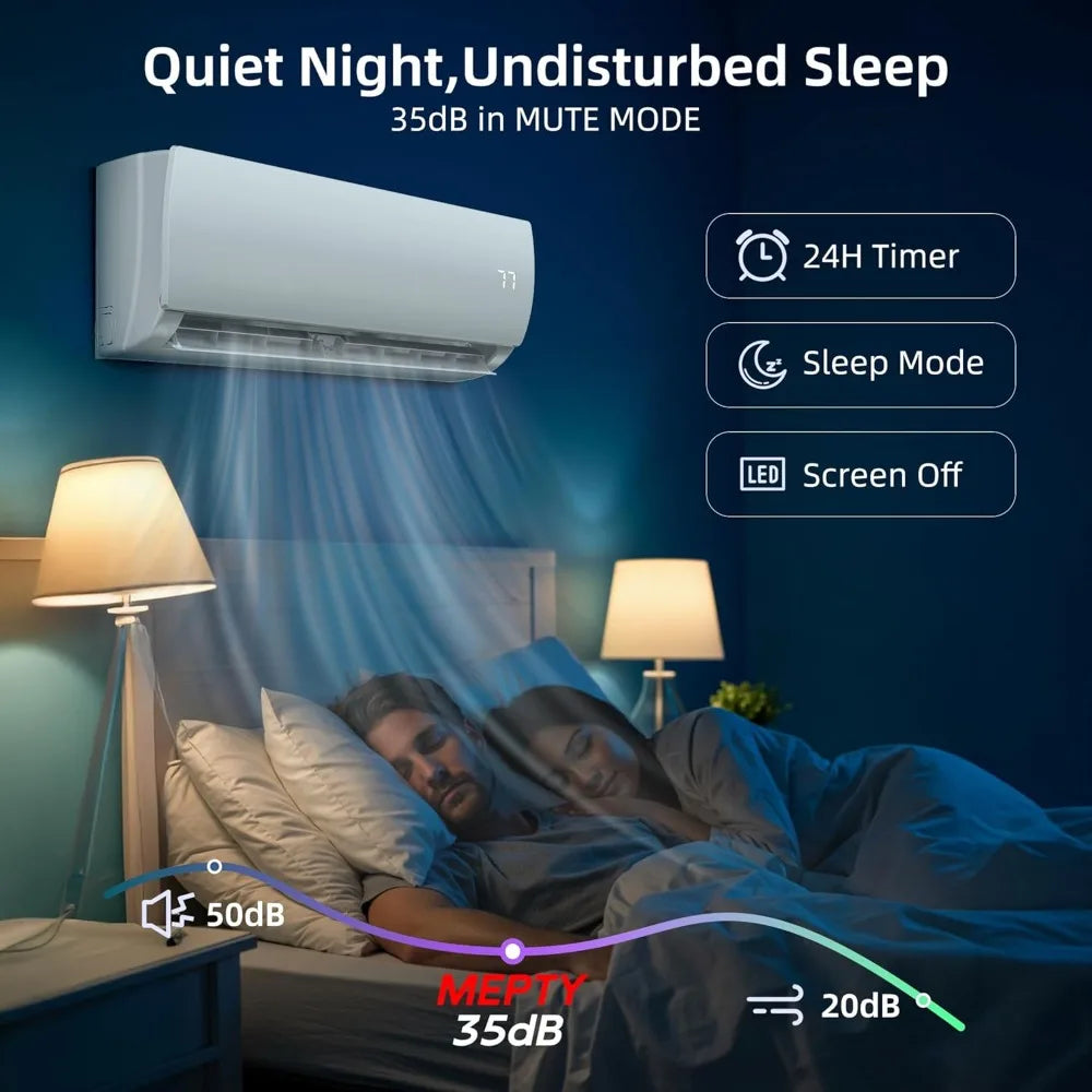 12000BTU Mini Split AC/Heating System, Energy Efficient