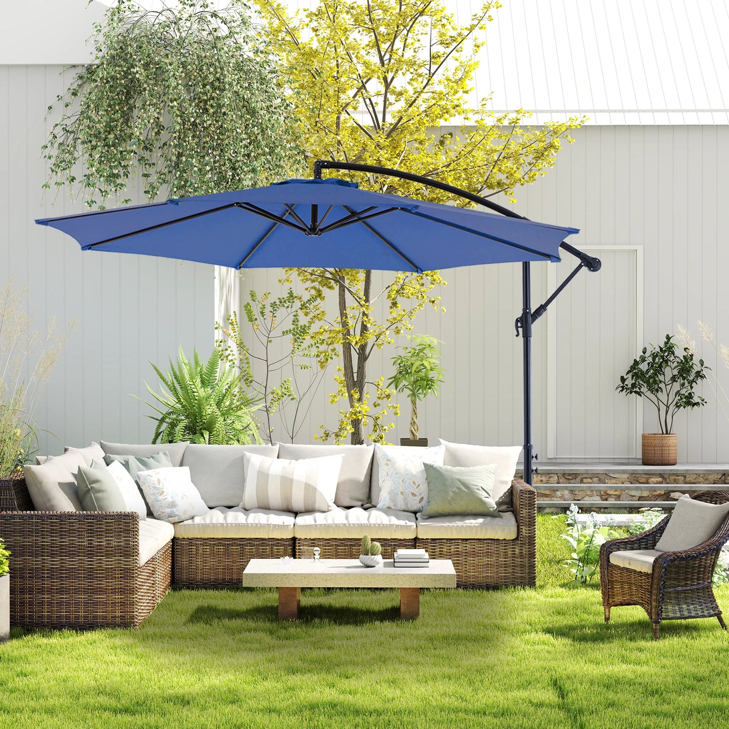 10FT Outdoor Patio Umbrella Hanging Cantilever with Easy Tilt Adjustment UV