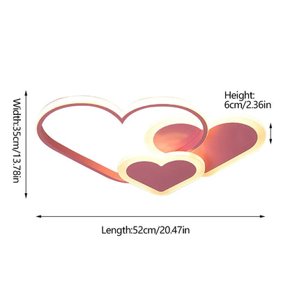 Heart-Shaped LED Ceiling Lamp with Remote Control Adjustable Color