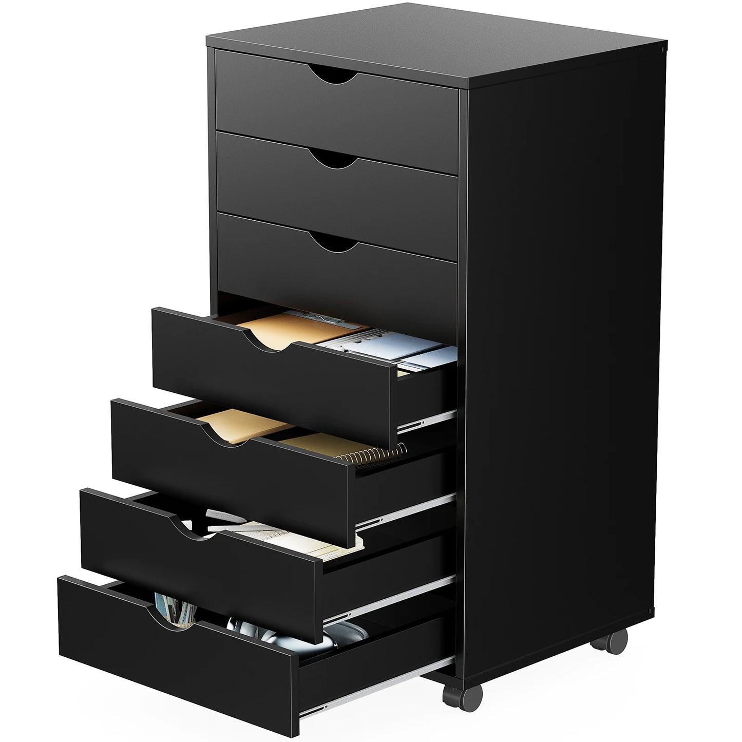 7 Wooden Drawer Rolling Chest Dresser/Nightstand Storage Cabinet
