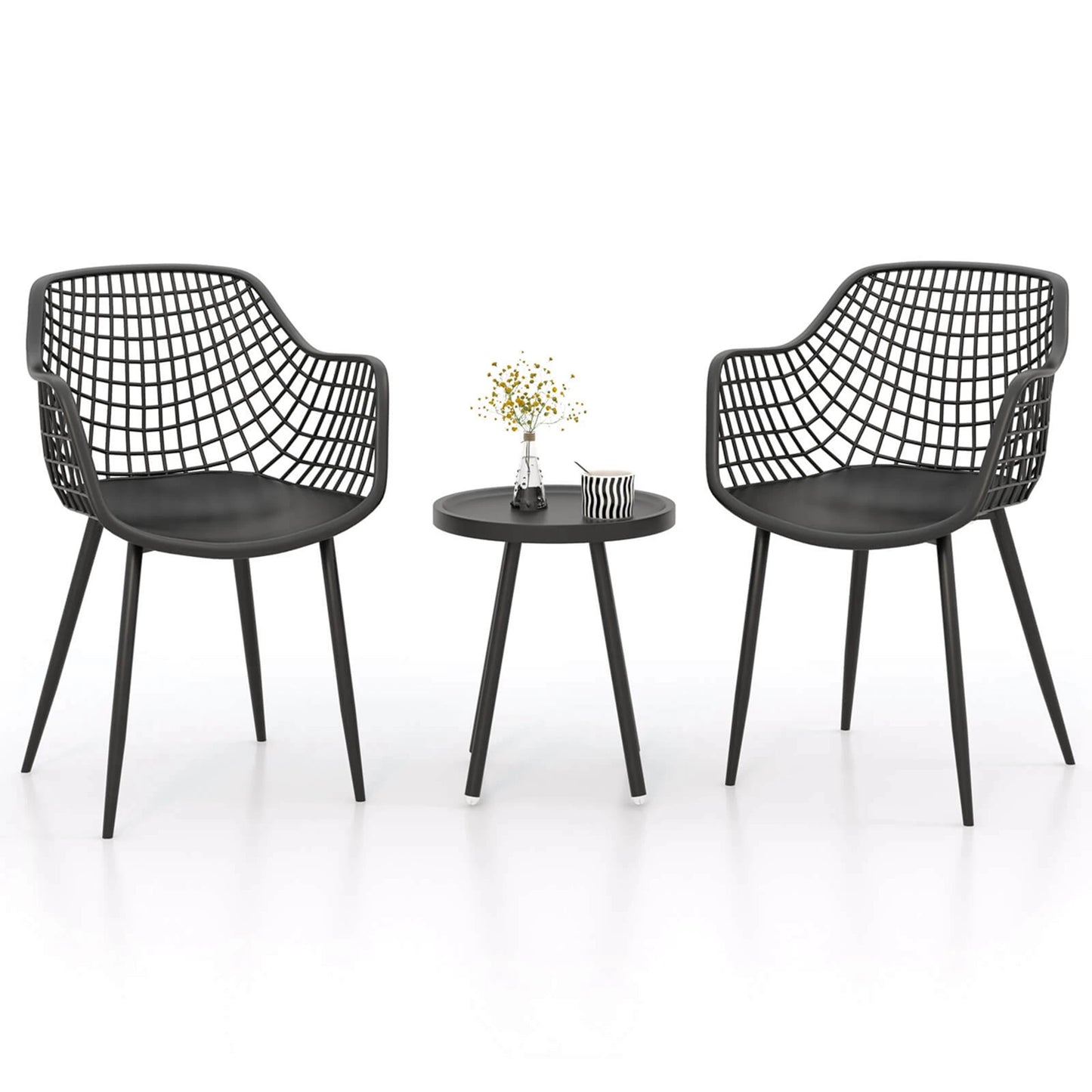 3 Piece Patio Bistro Set All Weather Heavy Duty Table