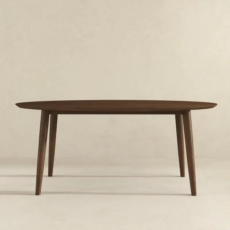 Solid Wood Walnut Oval Dining Table with 4 Chairs Set