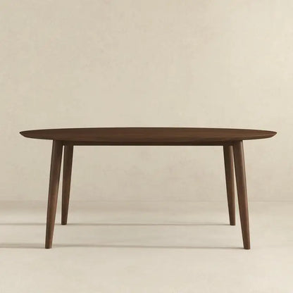 Solid Wood Walnut Oval Dining Table with 4 Chairs Set