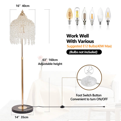 Light Elegant Crystal Floor Lamp Vintage Waterfall Design