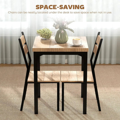 3 Piece Dining Table Set for 2, Modern Kitchen Table and Chairs,