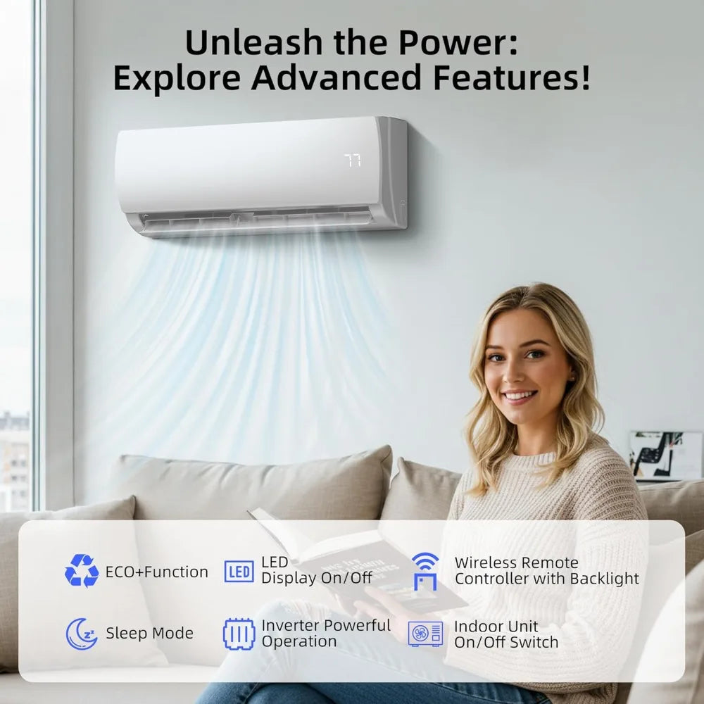 12000BTU Mini Split AC/Heating System, Energy Efficient
