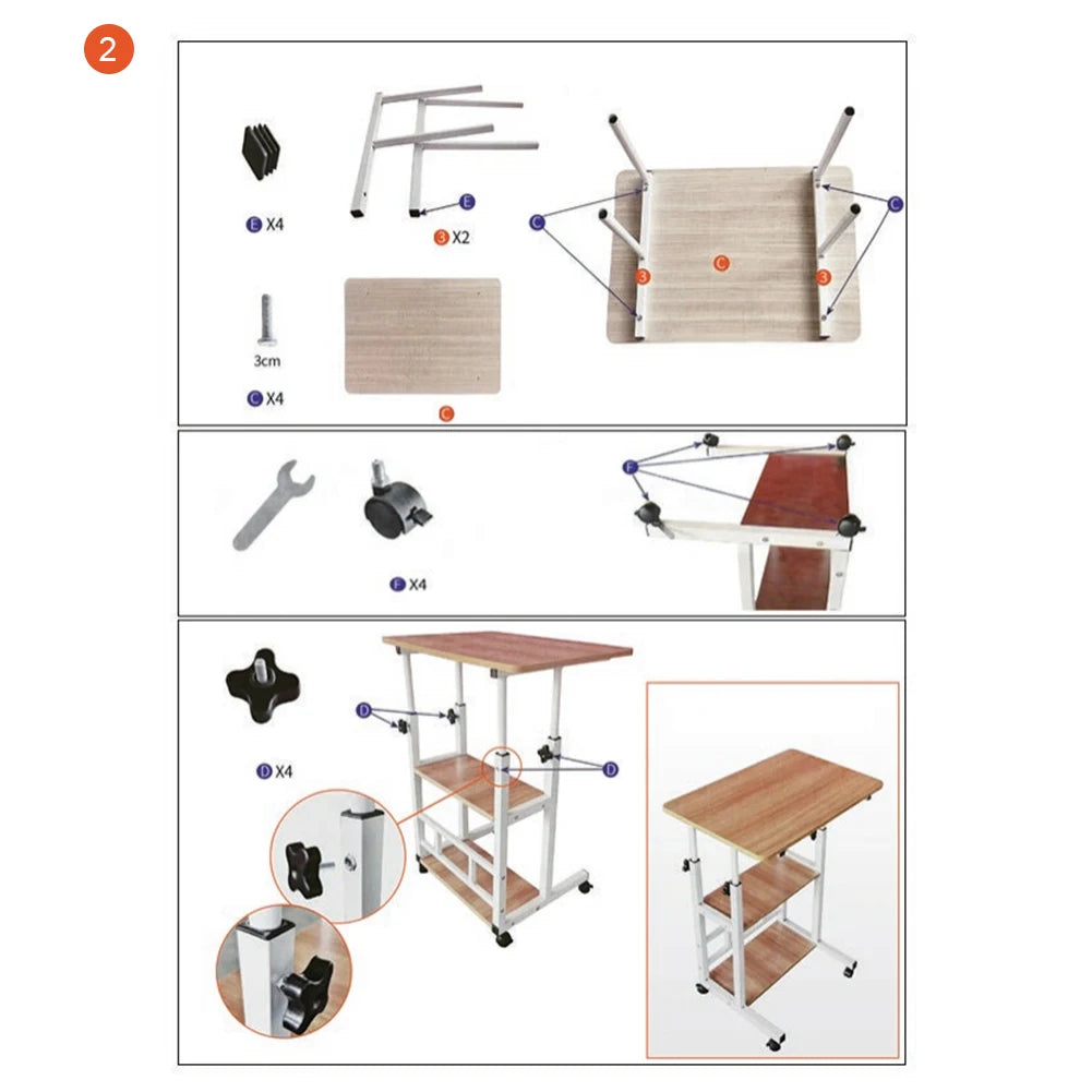 Multi-Layer Standing Desk Height Adjustable Wooden Computer Desk Workstation