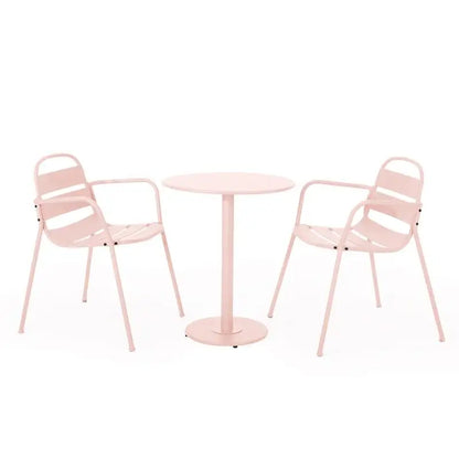 Matte Light Pink Bistro Set - Table and Chairs for Outdoor