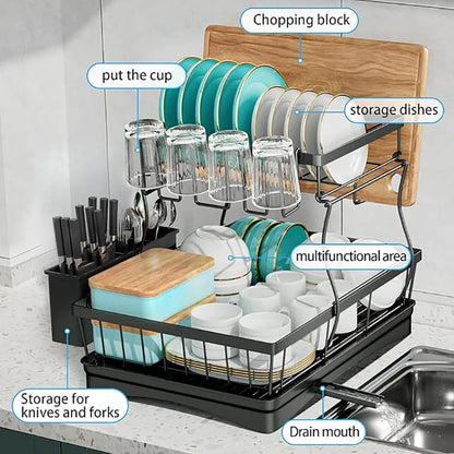 Kitchen Countertop Double-layer Dish Drying Rack