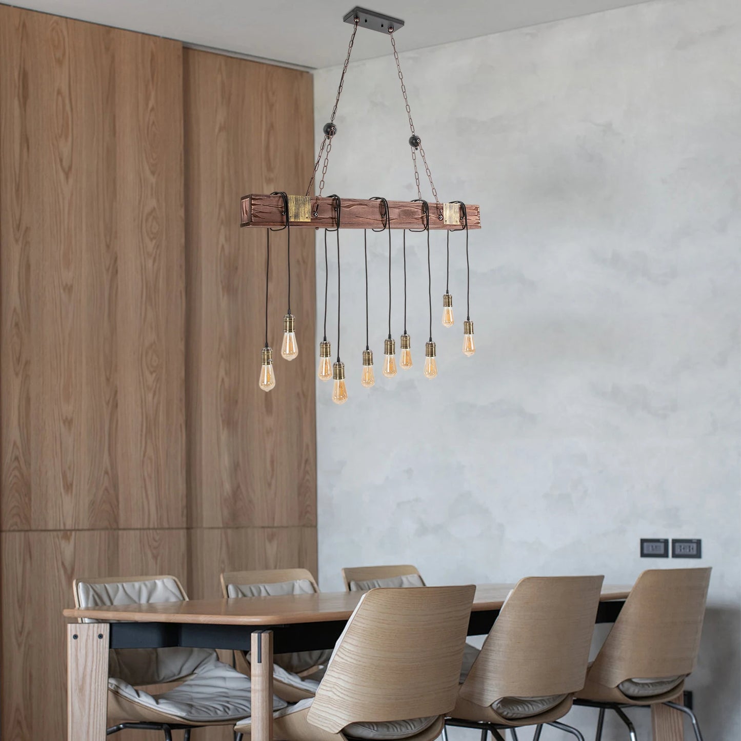 Vintage Wood Ceiling Chandelier Retro Ceiling Lamp Pendant Light