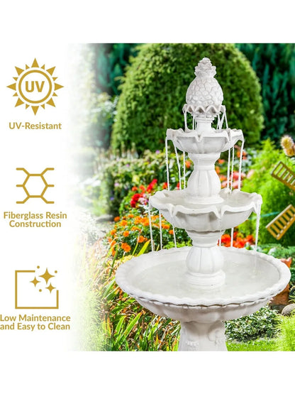 57" H Welcome 3-Tier Water Fountain - Large Electric with Pineapple Topper