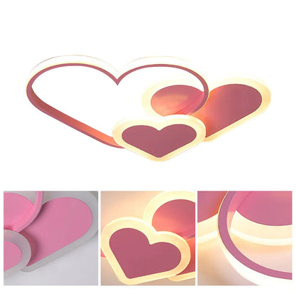 Heart-Shaped LED Ceiling Lamp with Remote Control Adjustable Color