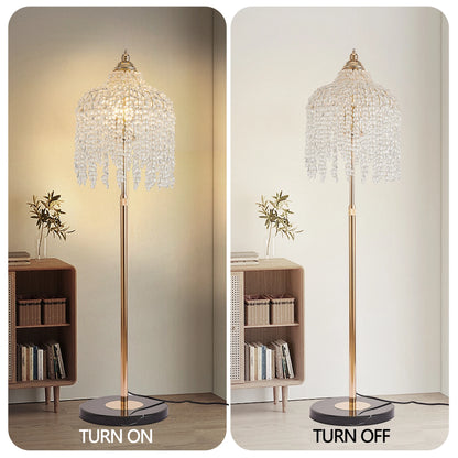 Light Elegant Crystal Floor Lamp Vintage Waterfall Design