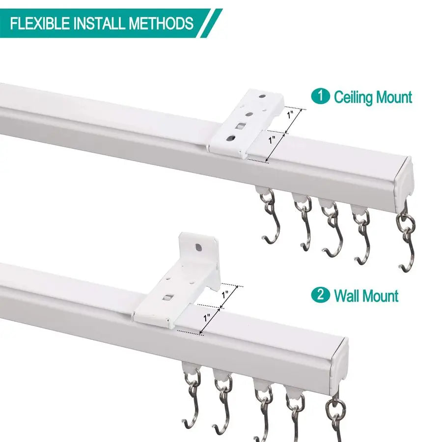Ceiling or Wall Mount Curtain Track Kit with Hooks, 3ft 6ft Adjustable Length