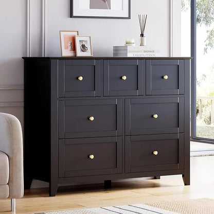 7 Drawers Dresser for Bedroom, Farmhouse Chest  for Storage