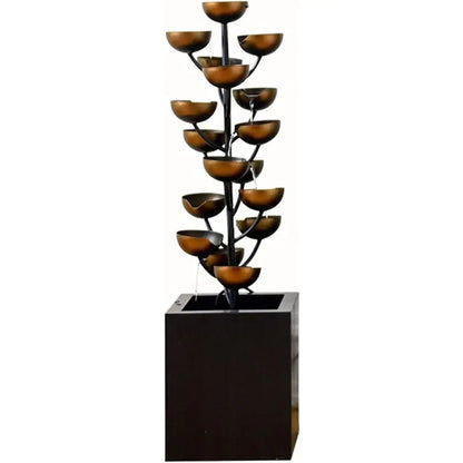Luxury Retro Wrought Iron Indoor Fountain, Cascading Metal Bowl Waterfall,
