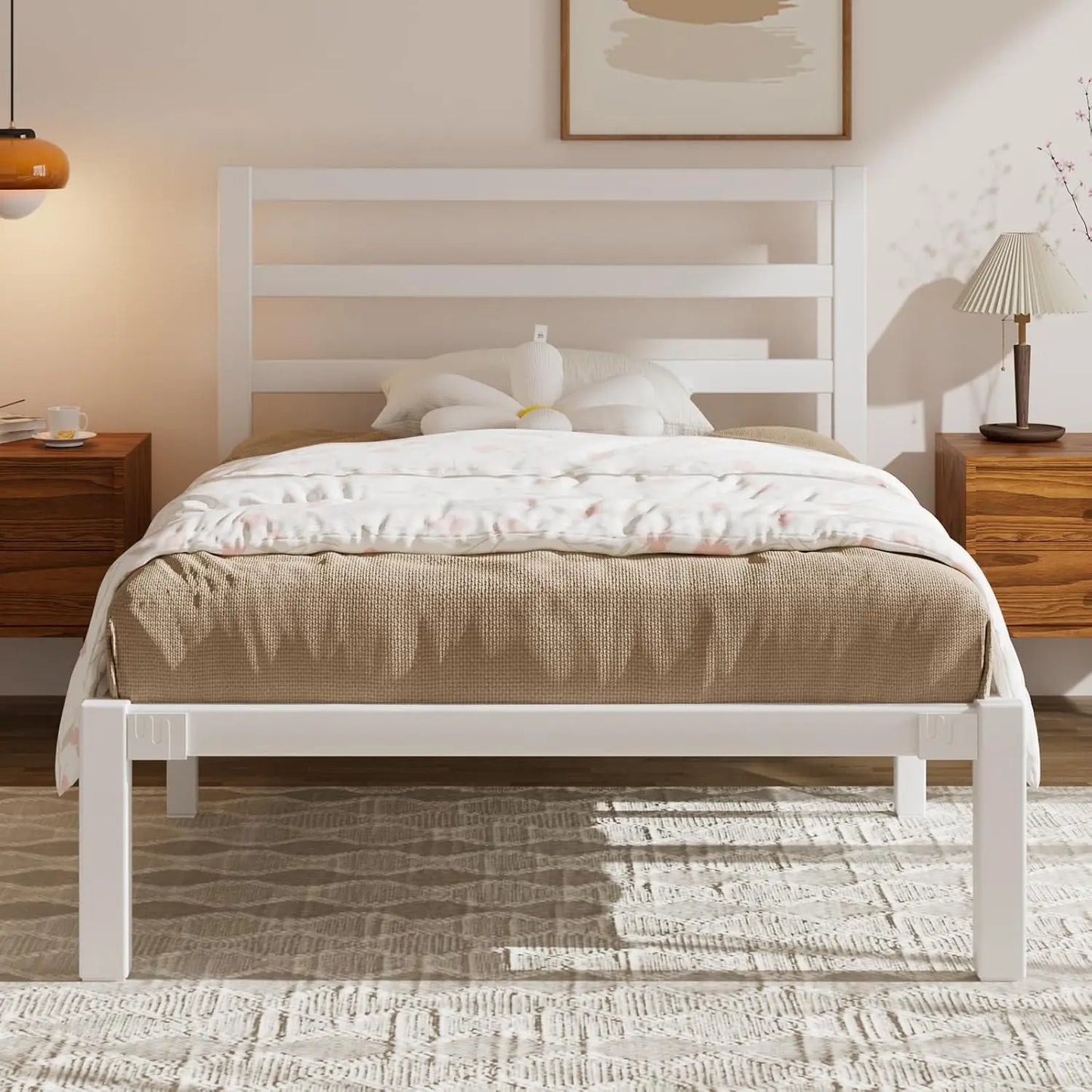 Bed Frame, Metal Platform with Headboard, Mattress Foundation