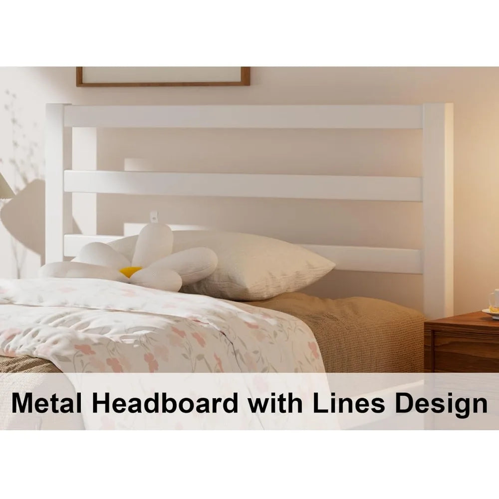 Bed Frame, Metal Platform with Headboard, Mattress Foundation
