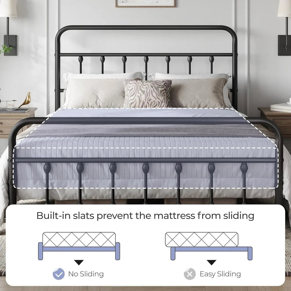 Victorian Style Classic Metal Platform Bed Frame/Headboard/Footboard