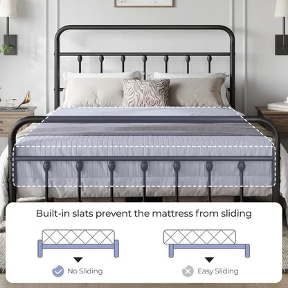 Victorian Style Classic Metal Platform Bed Frame/Headboard/Footboard