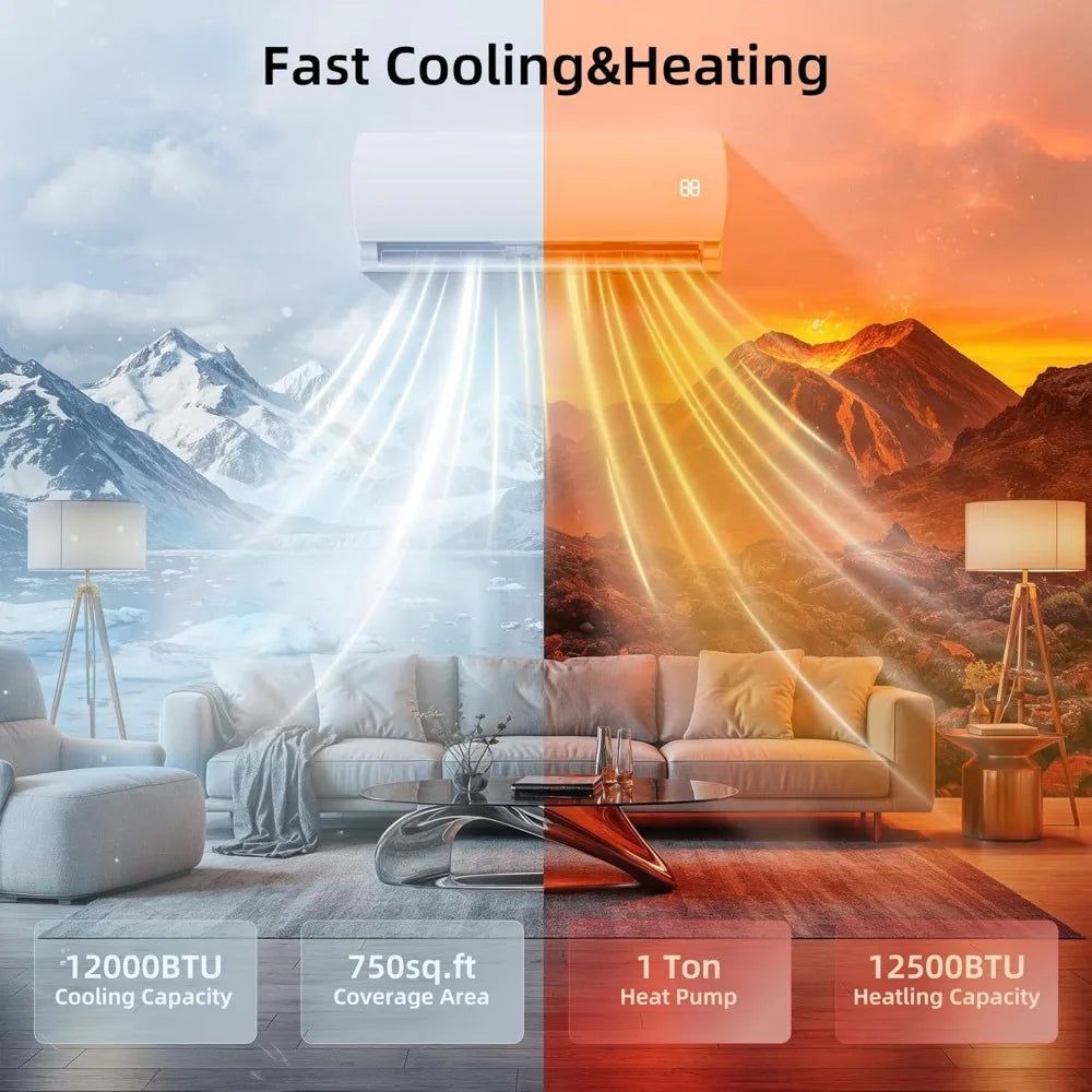 12000BTU Mini Split AC/Heating System, Energy Efficient