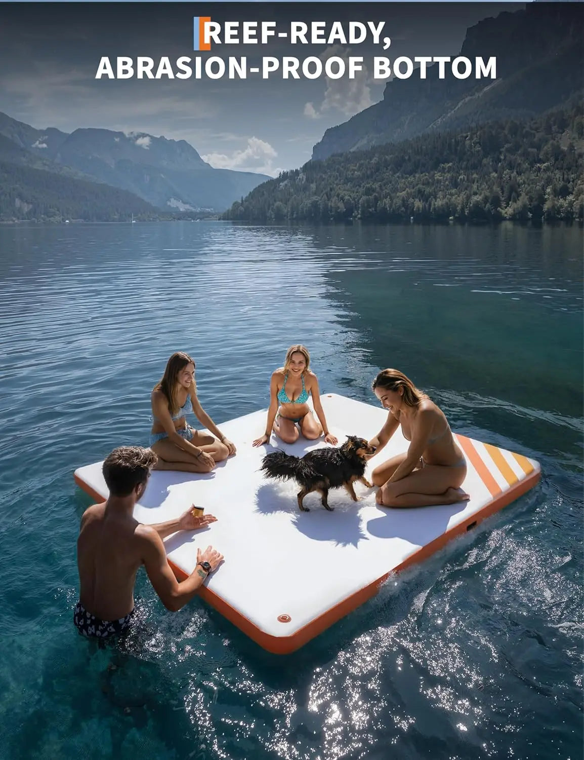 10ft 8ft 6ft Inflatable Floating Dock Platform, Floating Island Raft Non-Slip