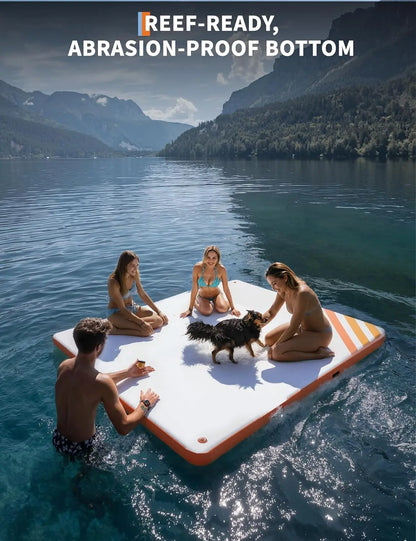 10ft 8ft 6ft Inflatable Floating Dock Platform, Floating Island Raft Non-Slip