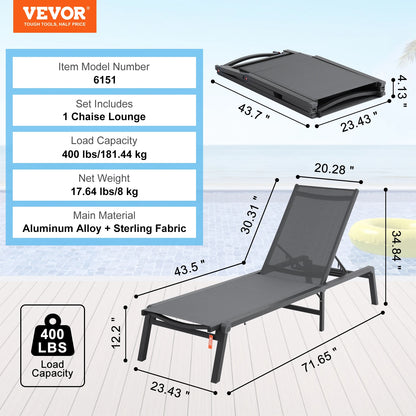 Chaise Lounge Chair Outdoor Aluminum Folding Pool Lounge Recliner
