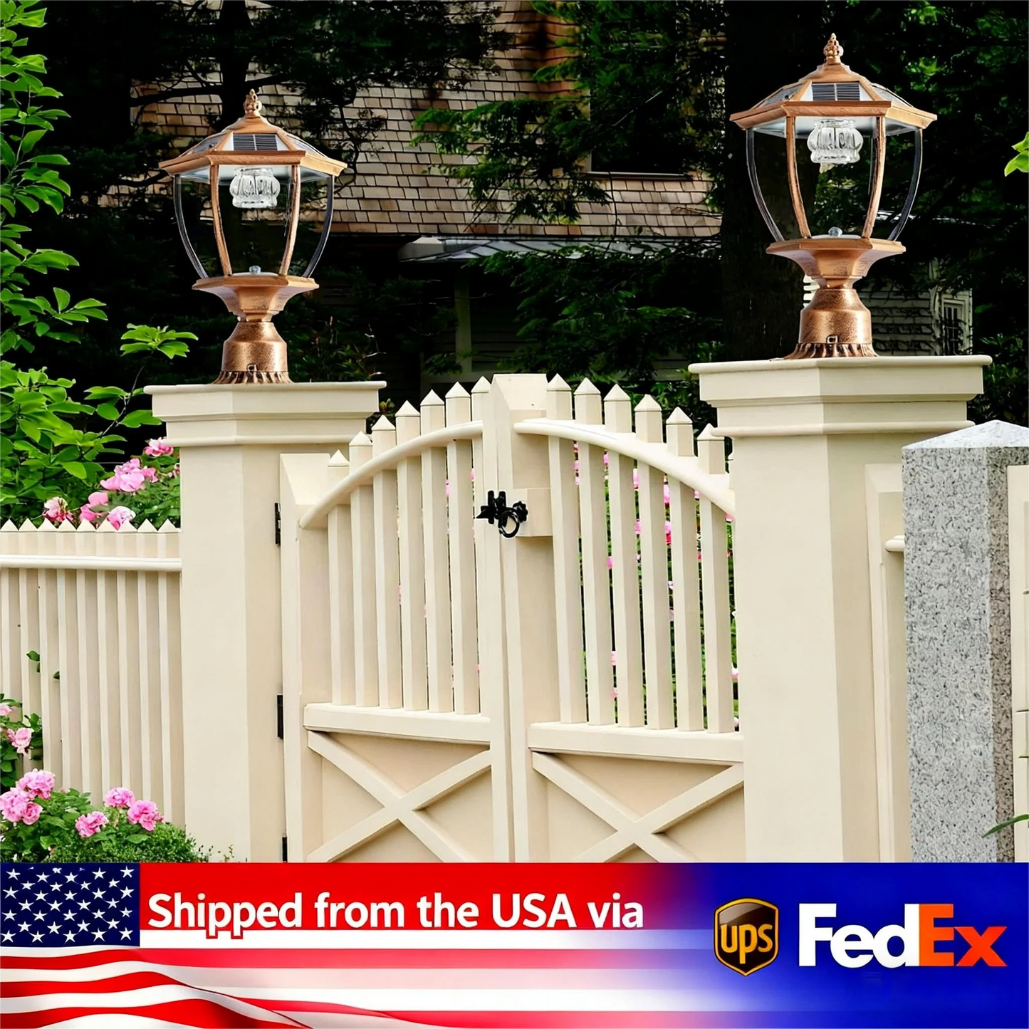 Vintage Solar LED Post Light, Waterproof Outdoor Garden Lamp with Automatic On/Off (2-pack)
