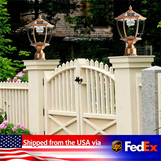Vintage Solar LED Post Light, Waterproof Outdoor Garden Lamp with Automatic On/Off (2-pack)