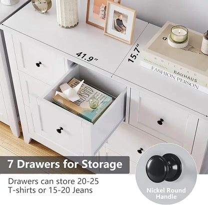 7 Drawers Dresser for Bedroom, Farmhouse Chest  for Storage