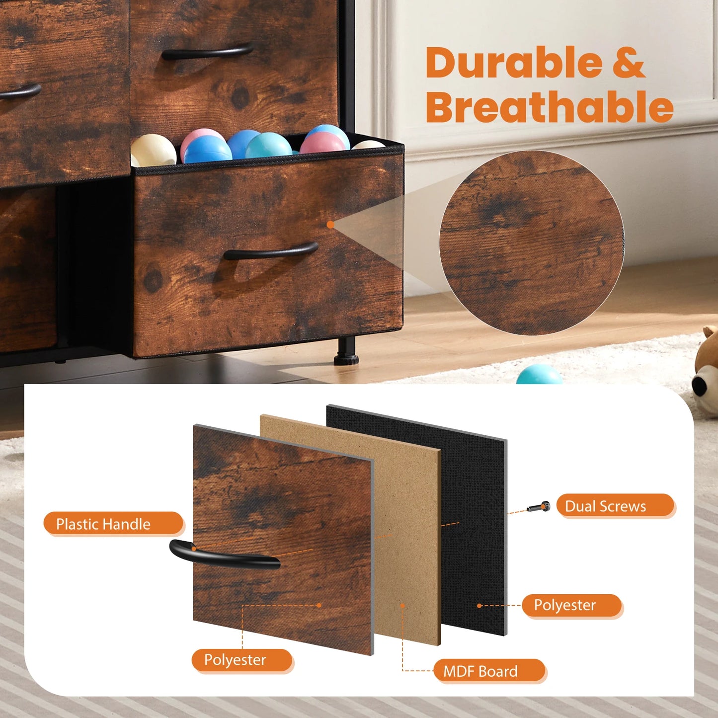 Dresser For Bedroom 9 Fabric Storage Drawer Wardrobe Tall Chest Organizer
