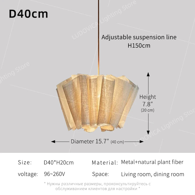 Wabi Sabi Chandelier Handmade Fabric LED Pendant Lights Vintage