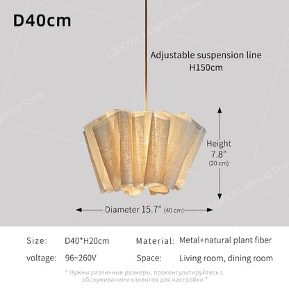 Wabi Sabi Chandelier Handmade Fabric LED Pendant Lights Vintage