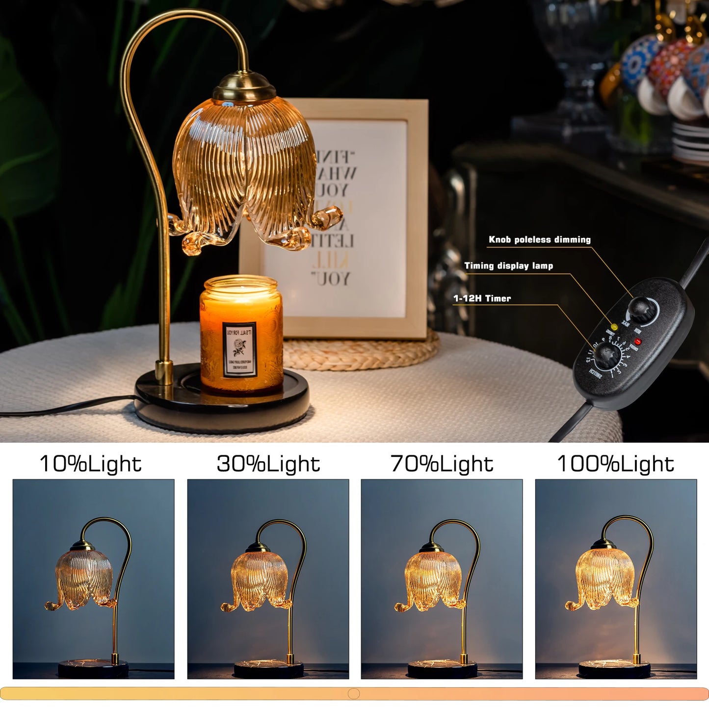Tulip Flower Candle Lamp French Retro Fireless Candle Warmer