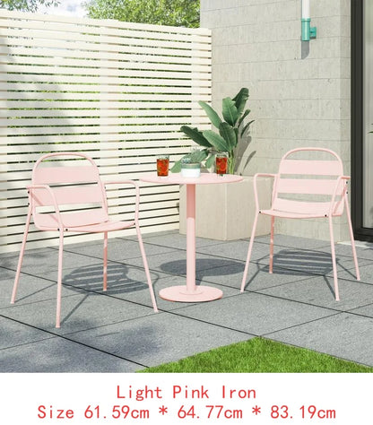 Matte Light Pink Bistro Set - Table and Chairs for Outdoor