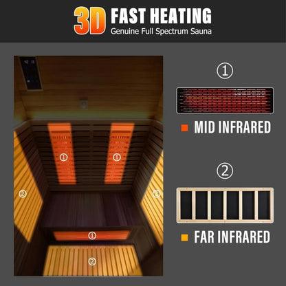 Full Spectrum Infrared Sauna for 2 Person WiFi Control Outdoor