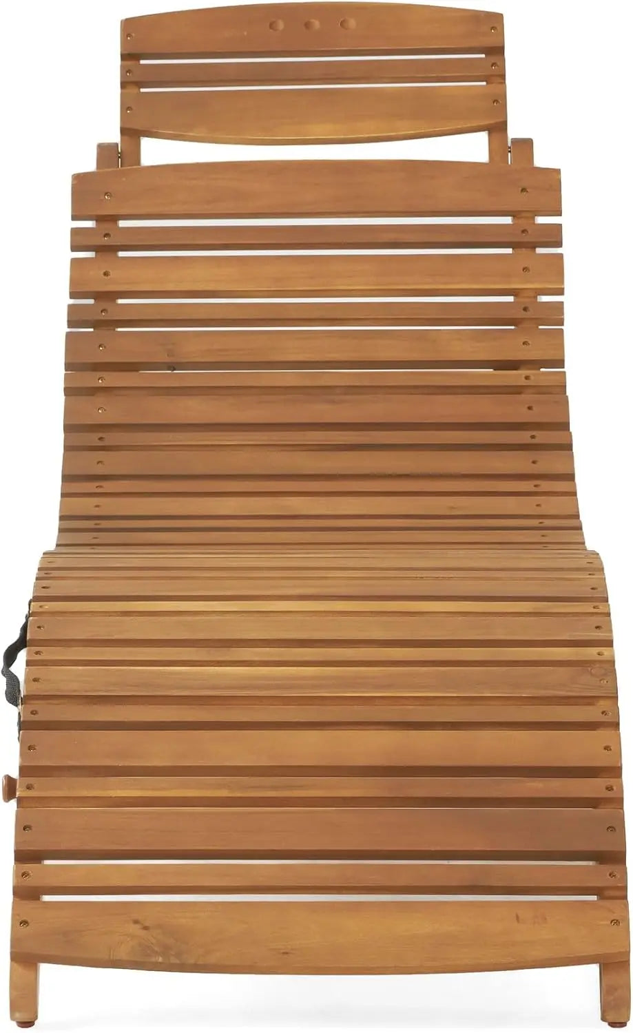 Natural Yellow Wood Outdoor Chaise Lounge Set, 2-Piece Folding