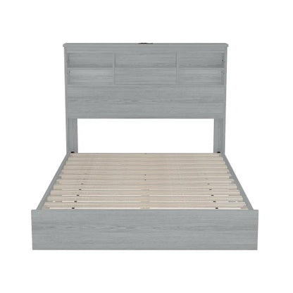 4-Pieces Queen Vintage Wooden Bed Frame with 2 Nightstands