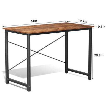 Computer Office Desk Compact Metal Frame Wood Tabletop Easy Assembly