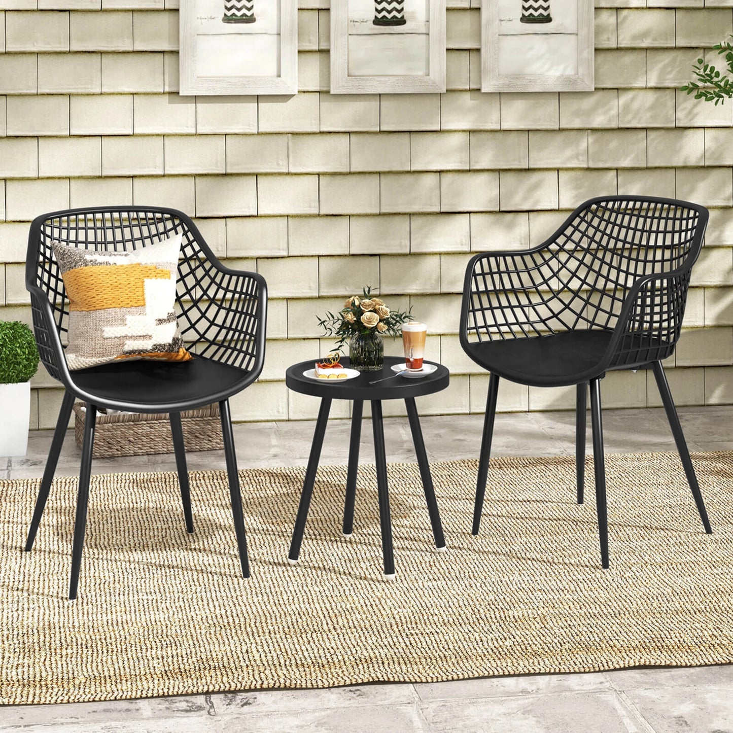 3 Piece Patio Bistro Set All Weather Heavy Duty Table