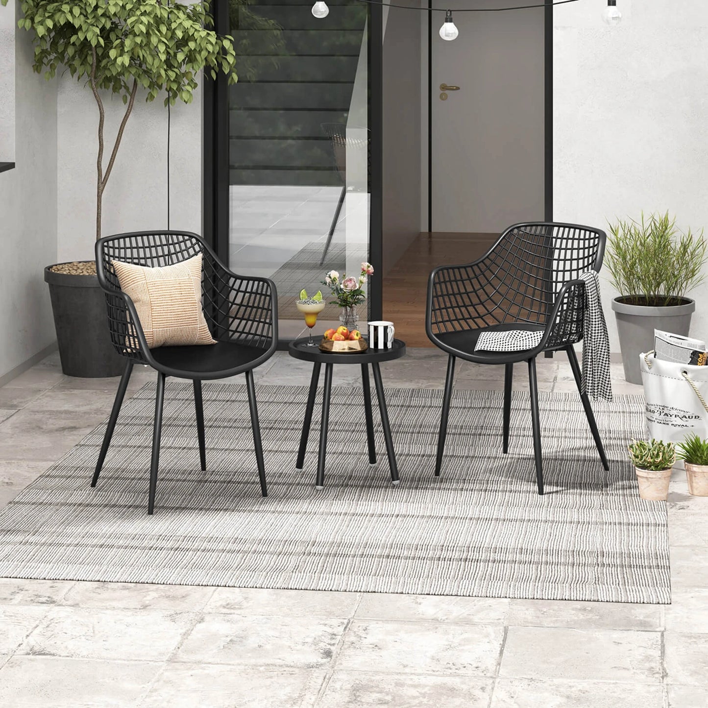 3 Piece Patio Bistro Set All Weather Heavy Duty Table