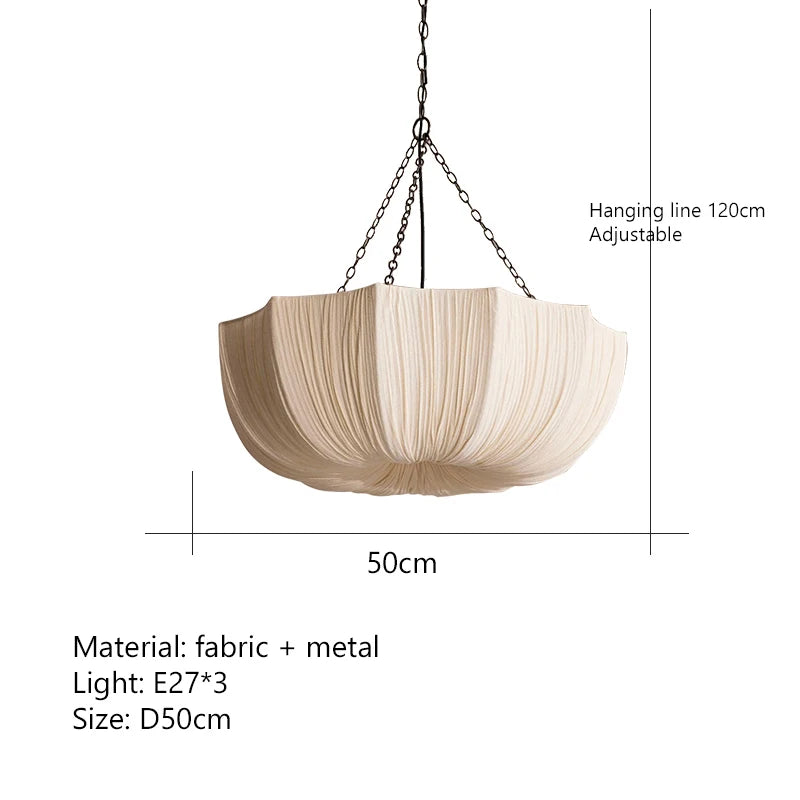 Nordic Minimalist Wabi Sabi Fabric Chandelier Living Dining Room Bedroom