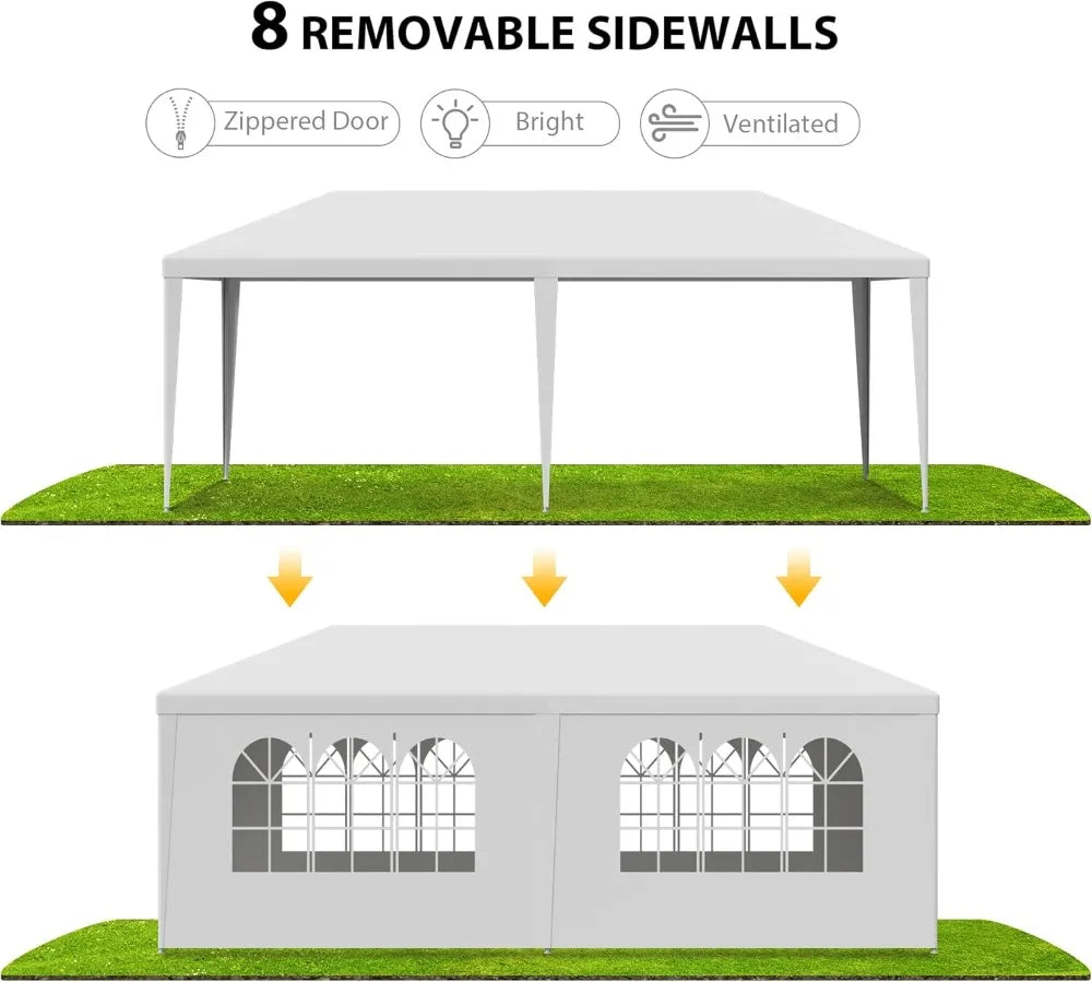 10' x 20' Outdoor White Waterproof Gazebo Canopy Tent
