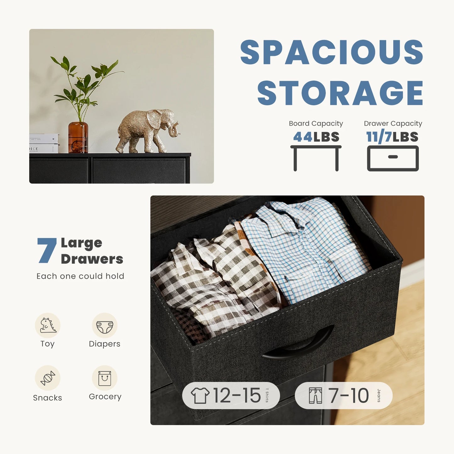 Desser For Bedroom With 7 Fabric Drawers Organizer Storage Closet